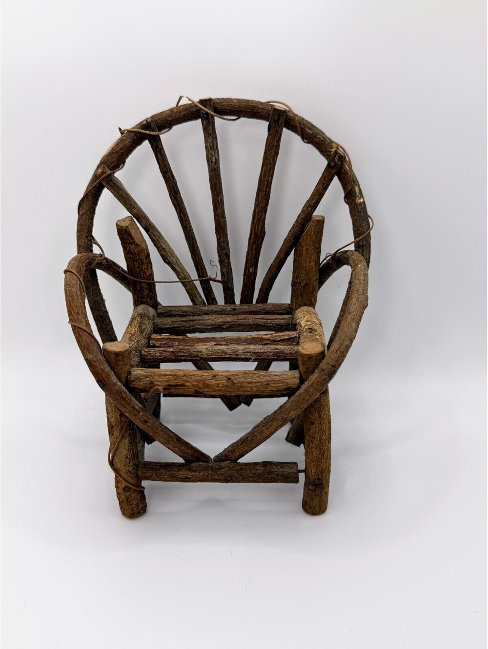 1:6 Scale Vintage Rustic Twig Doll Chair Handmade Log Cabin Style Miniature